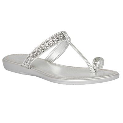 Silver glitter 'Candida' toe post sandals